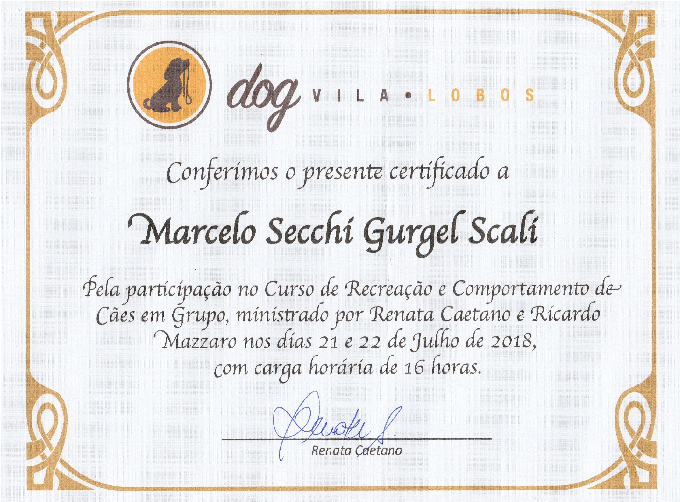 Certificado 13 - Cão Relax